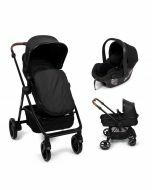 Baninni Adria - Kinderwagen - 3in1- Kinderwagen met Autostoel - XL zonnekap & boodschappenmand - Zwart (geschikt van 0-22kg)