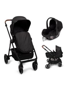 Baninni Adria - Kinderwagen - 3in1- Kinderwagen met Autostoel - XL zonnekap & boodschappenmand - Zwart (geschikt van 0-22kg)