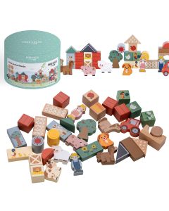 Free2Play by FreeON - Houten Blokken in Ton - 36 delig - Boerderij Thema