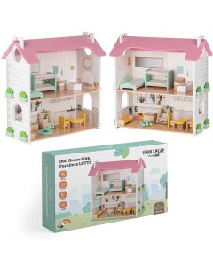 Free2Play by FreeON - Houten Poppenhuis met meubels - Sprookjeshuis - Lotti