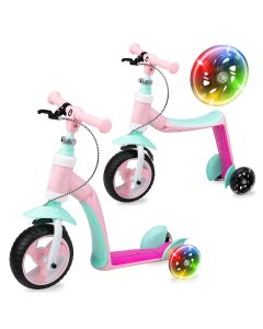 MoMi Elios 2in1 Loopfiets - Balance Bike - Kinderstep - Roze