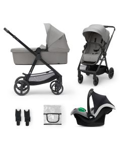 Kinderkraft Newly - Kinderwagen - 3in1 reissysteem incl. Mink Pro autostoel - Geschikt van 0-22kg - Moonlight Grey